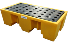 2 Drum Plastic Spill Pallet with PE Grid - Yellow